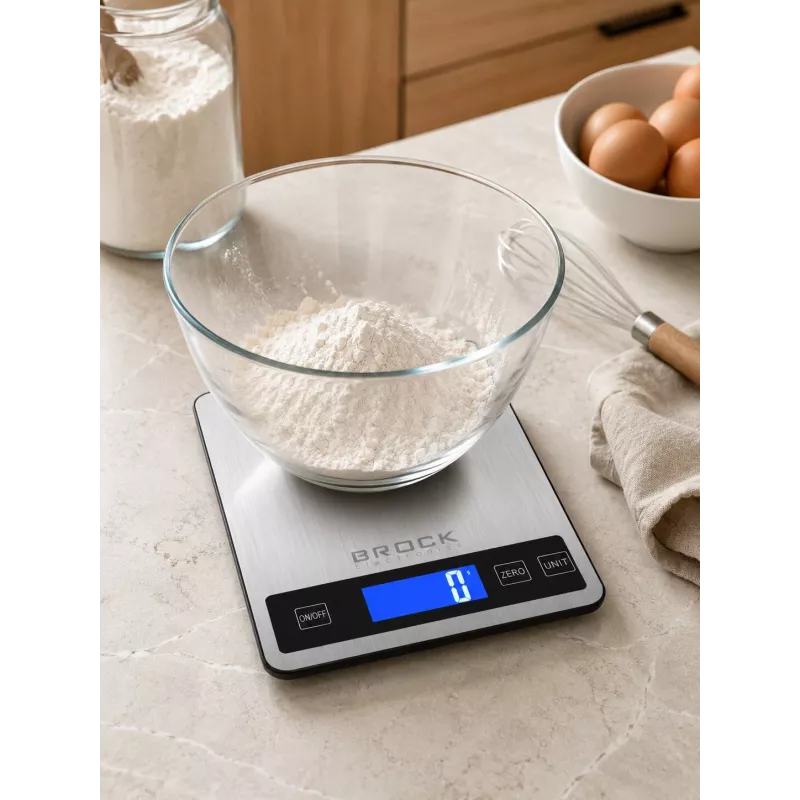Brock SKS 1008 didelė skaitmeninės virtuvės svarstyklės su LED ekranu