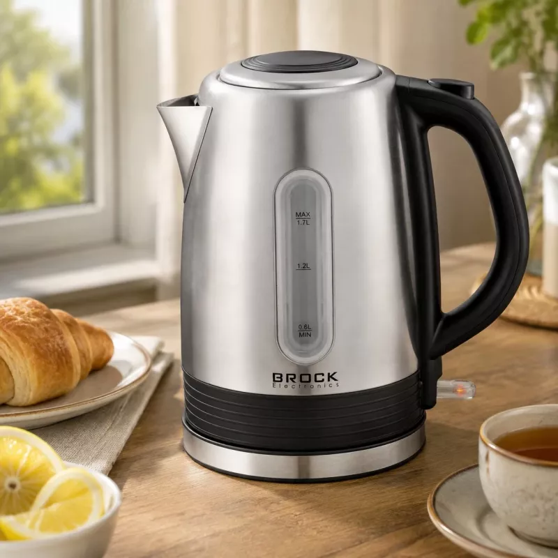 Brock WK 9903 SS elektrinis virdulys 1,7 l 2200 W juodas / nerūdijančio plieno su 360° pagrindu