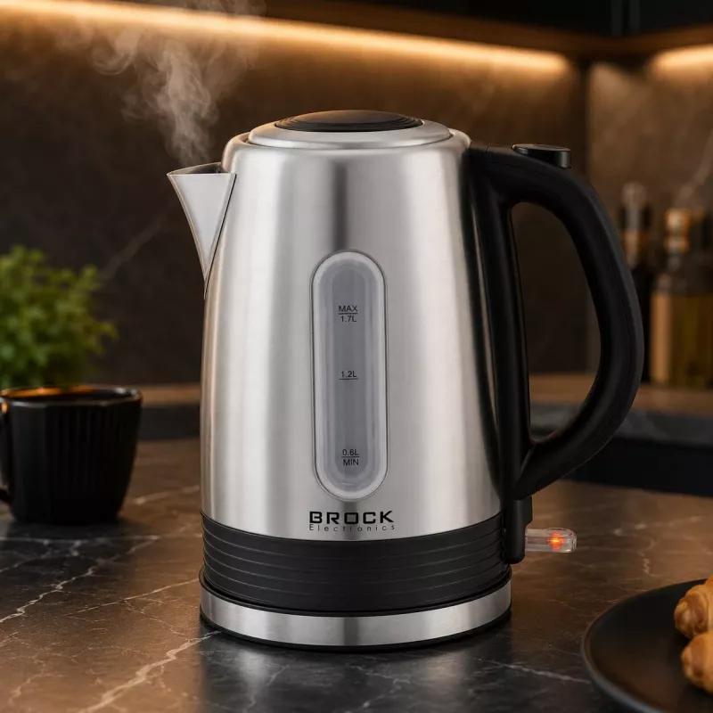 Brock WK 9903 SS elektrinis virdulys 1,7 l 2200 W juodas / nerūdijančio plieno su 360° pagrindu