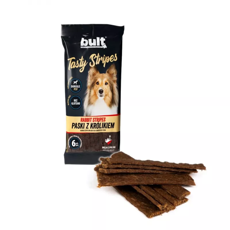 BULT Tasty Stripes triušienos skanėstai šunims – be grūdų, dresūrai, 6 vnt. (60 g)