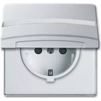 Busch-Jaeger 2064-0-0300 Schuko kištukinis lizdas, 2P+E, 16A, 250V, IP44, sidabrinis