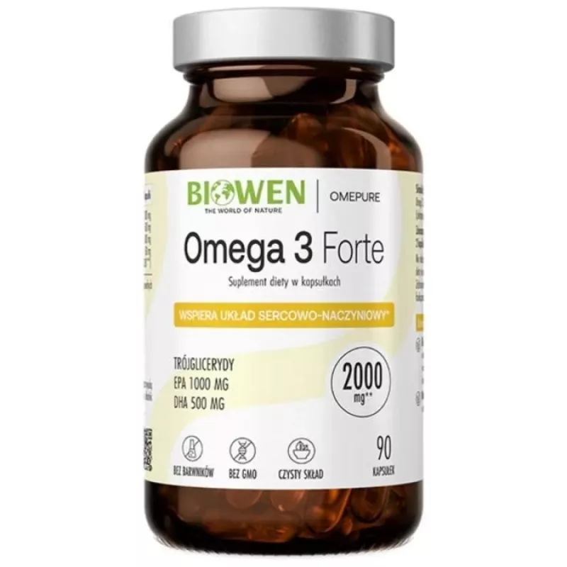 BWN BIOWEN Omega 3 Forte 1000 mg EPA, 500 mg DHA – maisto papildas žmonėms – 90 kapsulių
