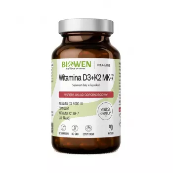 BWN BIOWEN Vitamins D3 + K2 MK-7 maisto papildas – 90 kapsulių