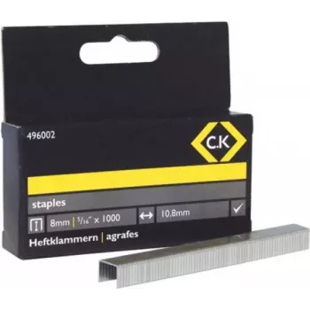 C.K Tools 496005 cinkuoto plieno plokščios vielos segtukai 10,5 x 14 mm, 1000 vnt. (Type 53)