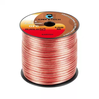 CABLETECH OFC 2mm garsiakalbių kabelis 100m permatomas