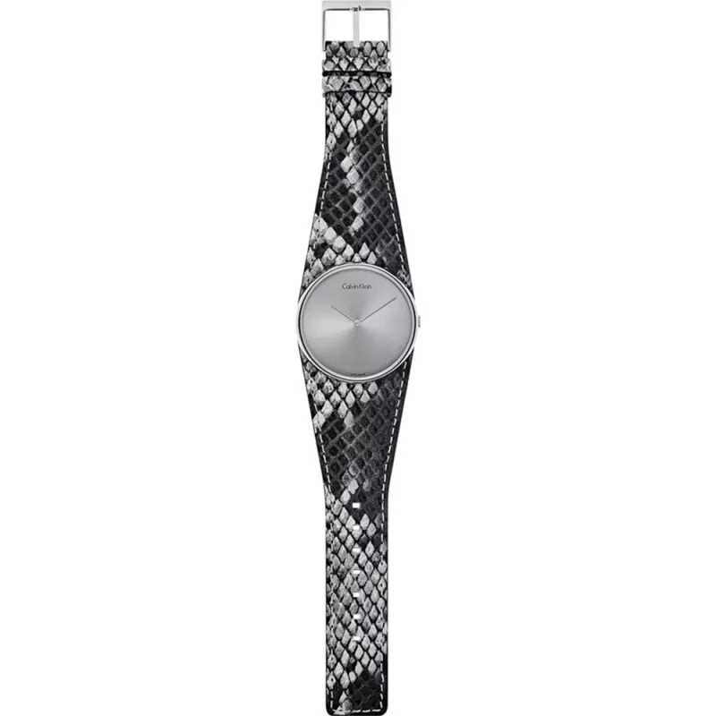 CALVIN KLEIN K5V231Q4 Moteriškas laikrodis 39mm Kvarcinis Nerūdijančio plieno Rožinio aukso PVD Oda Juoda