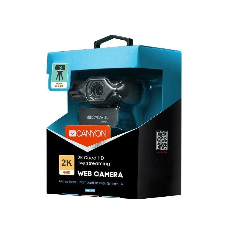Canyon C6 2K Ultra Full HD 3,2 MP internetinė kamera su USB 2.0, juoda
