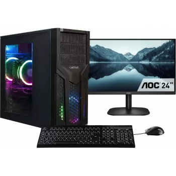 CAPTIVA Power Starter R80-006 TFT rinkinys su AMD Ryzen 5 5600G, 32GB DDR4, 1TB SSD darbalaukio kompiuteriu, juodas