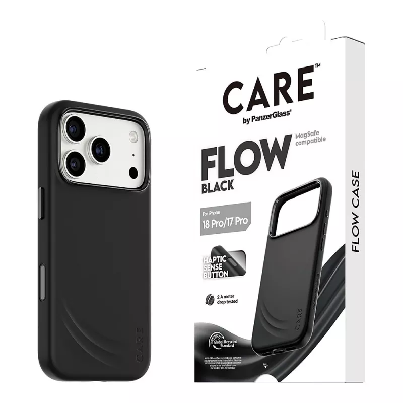 CARE by PanzerGlass Flow Case juodas su MagSafe, skirtas iPhone 17 Pro