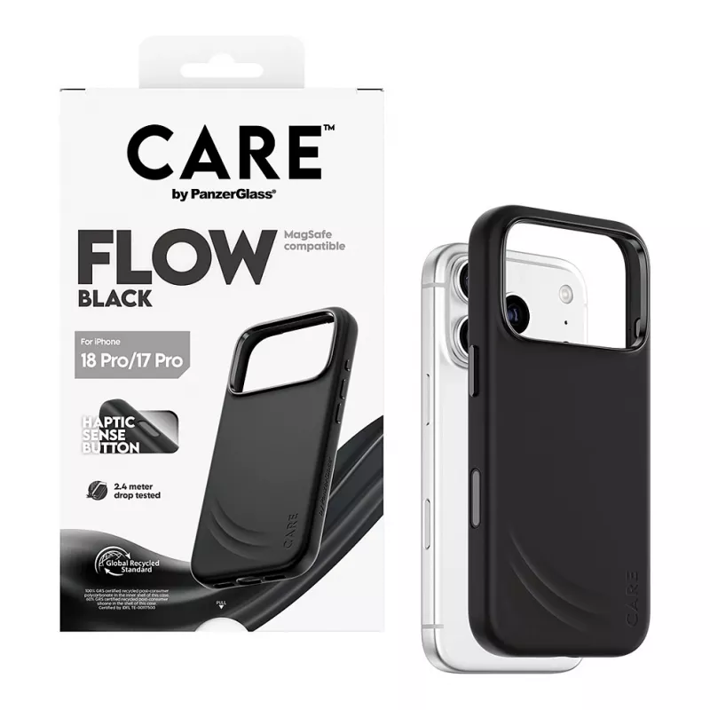 CARE by PanzerGlass Flow Case juodas su MagSafe, skirtas iPhone 17 Pro