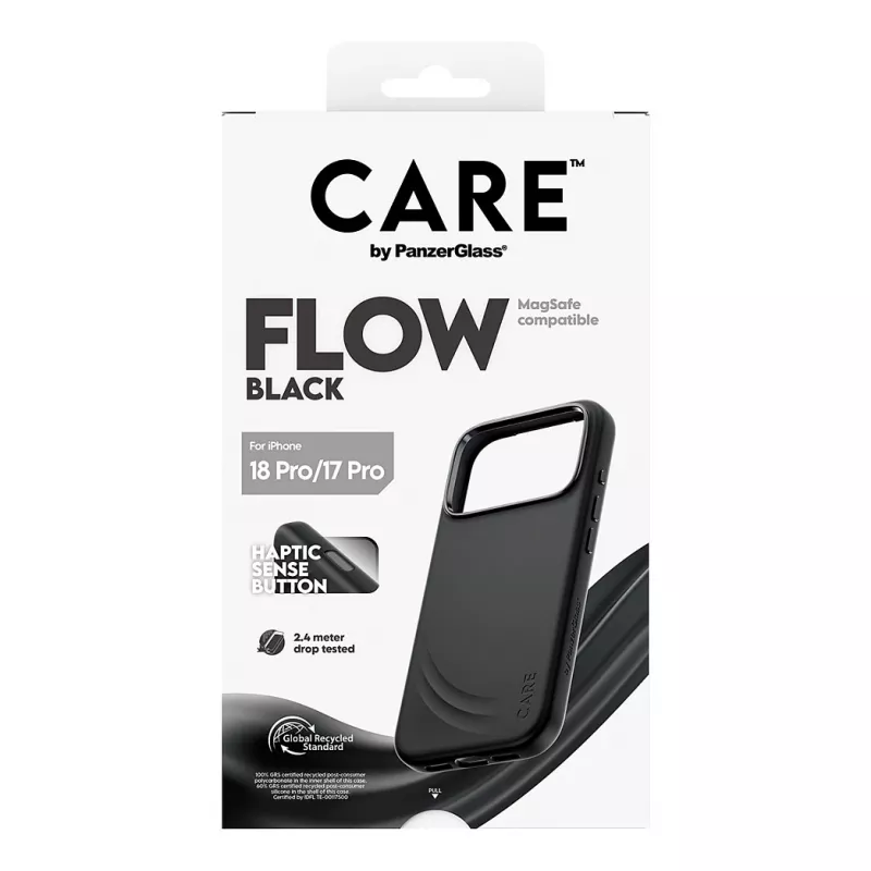 CARE by PanzerGlass Flow Case juodas su MagSafe, skirtas iPhone 17 Pro