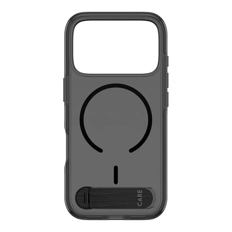 CARE by PanzerGlass „Kickstand“ dėklas „Smokey Black“ su MagSafe, skirtas iPhone 17 Pro