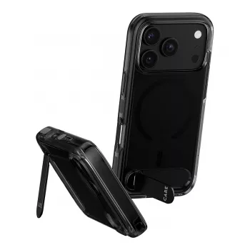 CARE by PanzerGlass „Kickstand“ dėklas „Smokey Black“ su MagSafe, skirtas iPhone 17 Pro