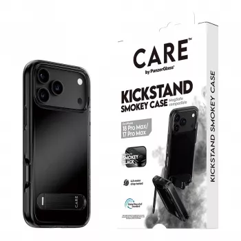 CARE by PanzerGlass Kickstand dėklas Smokey su juodu MagSafe, skirtas iPhone 17 Pro Max