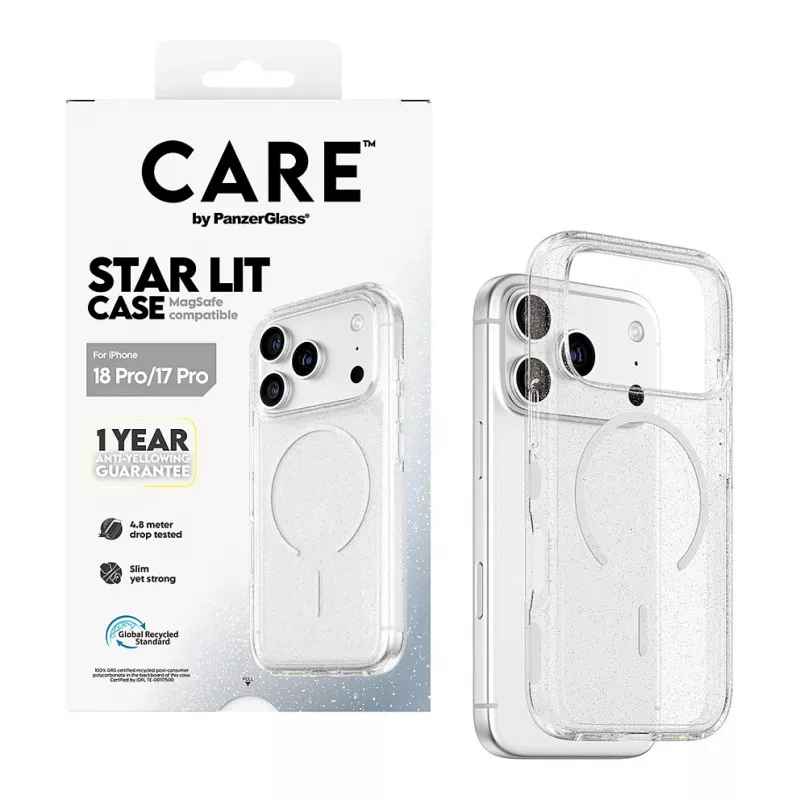 CARE by PanzerGlass Star Lit dėklas su MagSafe, skirtas iPhone 17 Pro – permatomas