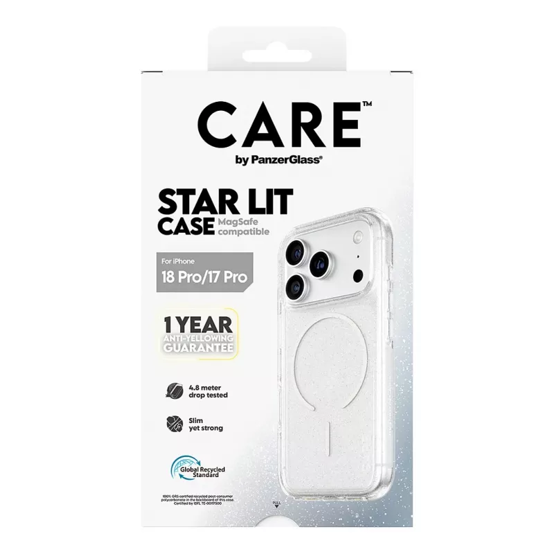 CARE by PanzerGlass Star Lit dėklas su MagSafe, skirtas iPhone 17 Pro – permatomas