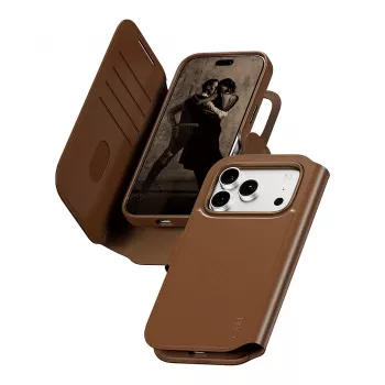 CARE by PanzerGlass Tango 2-in-1 dėklas su pinigine, rudas, su MagSafe, skirtas iPhone 17 Pro