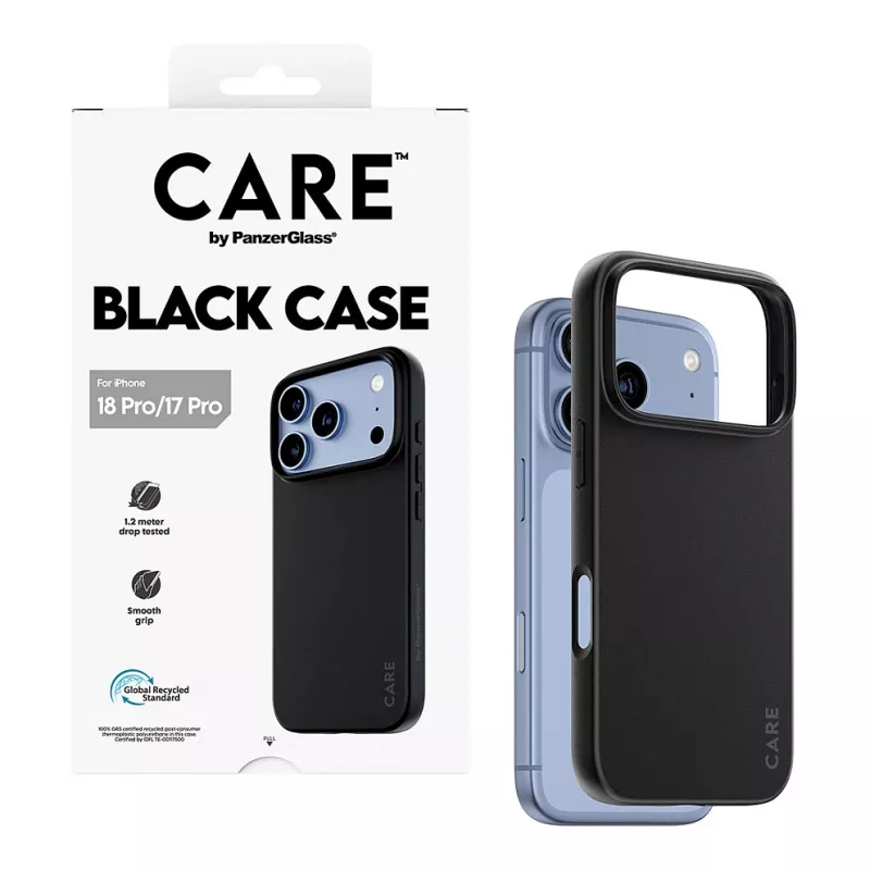 CARE by PanzerGlass TPU dėklas, juodas, iPhone 17 Pro