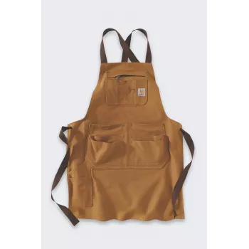 Carhartt Duck Brown prijuostė su trigubomis siūlėmis ir 7 kišenėmis