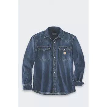 Carhartt WIP Montana Denim Relaxed LS Shirt Wyatt - Vyriški ilgarankoviai džinsiniai marškiniai