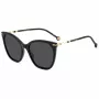 Carolina Herrera HER0091S807 moteriški katės akies formos akiniai nuo saulės – juodas acetatinis rėmas, pilki polikarbonatiniai lęšiai, UV400 apsauga