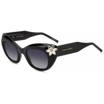 CAROLINA HERRERA Moteriški katės akies formos akiniai nuo saulės HER0215S807 - Juodas acetato rėmelis, pilki polikarbonatiniai lęšiai, 50 mm