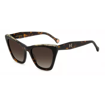 CAROLINA HERRERA Moteriški Akiniai Nuo Saulės HER0129SC9K Havana Acetate Square Cat-Eye Brown Gradient 55mm