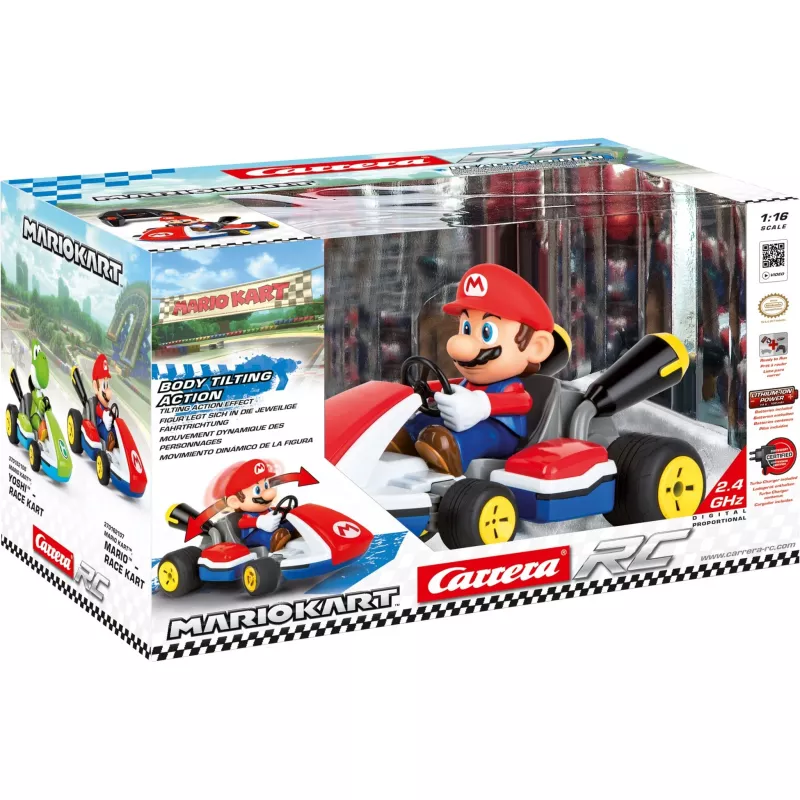 Carrera RC Mario Kart – Mario lenktyninis kartas su garsu, raudonas/mėlynas, 1:16