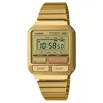 CASIO A120WEG-9AEF Moteriškas Retro Skaitmeninis Laikrodis, 33,5 mm, Auksinis