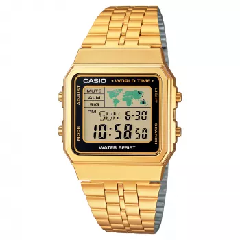 CASIO A500WGA-1 Vyrų Skaitmeninis Laikrodis 39mm Auksinio Tonelio Nerūdijantis Plienas