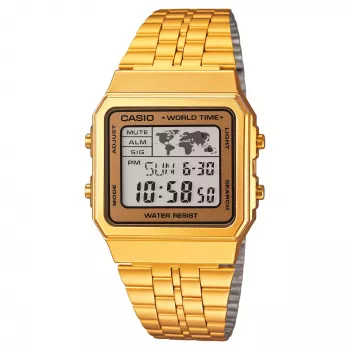 CASIO A500WGA-9 Vyrų Skaitmeninis Kvarcinis Laikrodis 39mm Auksinio Atspalvio Nerūdijantis Plienas