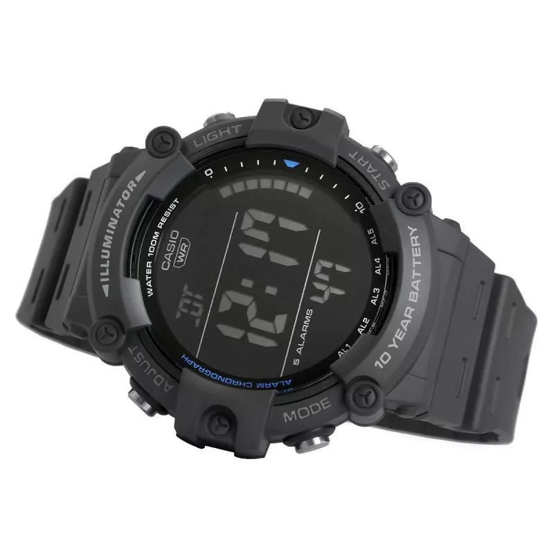 Casio AE-1500WH-8BVEF Vyriškas skaitmeninis laikrodis – derva korpusas, 100m atsparumas vandeniui, pasaulio laikas