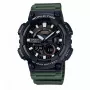 CASIO AEQ-110W-3A Vyriškas analoginis-skaitmeninis laikrodis, 52,2 mm, žalia dervos juosta