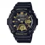 CASIO AEQ-120W-9A Vyriškas analoginis-skaitmeninis laikrodis, 53,3 mm, juodas dervos korpusas, juoda dervos juosta, auksinės detalės