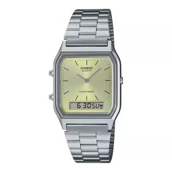 CASIO AQ-230A-9A Unisex Analog-Digital Watch, 38.8mm Gold-tone Stainless Steel