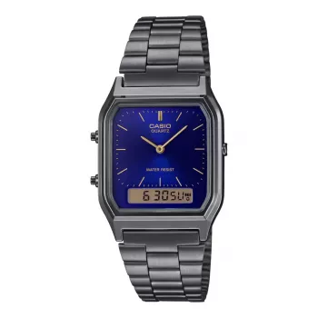 CASIO AQ-230GG-2A Unisex Analoginis-Digitalinis Kvarcinis Laikrodis, 38,8 mm, Ginkluoto Plieno Apyrankė, Mėlynas Ciferblatas