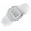 Casio F-91WS-7DF skaitmeninis laikrodis – permatomas baltas korpusas iš dervos, unisex, kvarcinis, LED apšvietimas, atsparus vandeniui 3 ATM