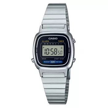 CASIO LA-670WD-1DF Moteriškas skaitmeninis laikrodis sidabrinis nerūdijantis plienas 24 mm
