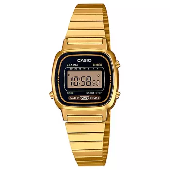 CASIO LA-670WGA-1DF Moteriškas Skaitmeninis Laikrodis Aukso Spalvos Derva/Nerūdijantis Plienas