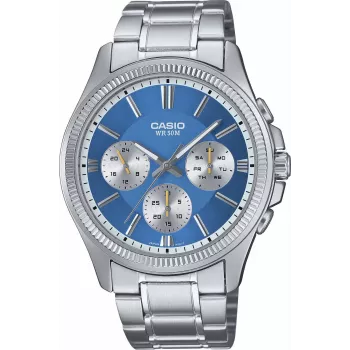 Casio Vyrų Analoginis Kvarcinis Laikrodis MTP1375PD2A2V Mėlynas Ciferblatas Nerūdijančio Plieno 43,8 mm