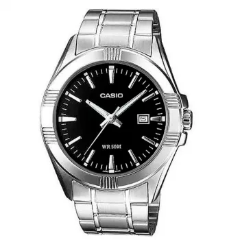 CASIO Vyriškas analoginis laikrodis MTP-1308D-1A su nerūdijančio plieno apyranke, 43,8 mm, juodas ciferblatas