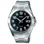 CASIO MTP-1308D-1B Vyriškas analoginis kvarcinis laikrodis su nerūdijančio plieno korpusu ir apyranke, juodu ciferblatu, datos rodymu
