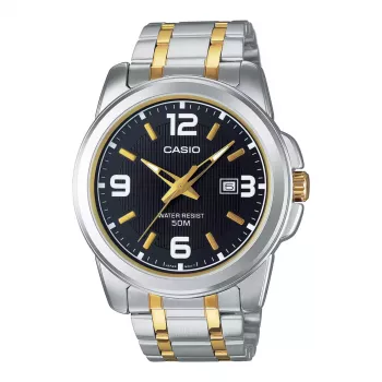 CASIO MTP-1314SG-1A Vyriškas analoginis kvarcinis laikrodis su nerūdijančio plieno apyranke 44,9 mm