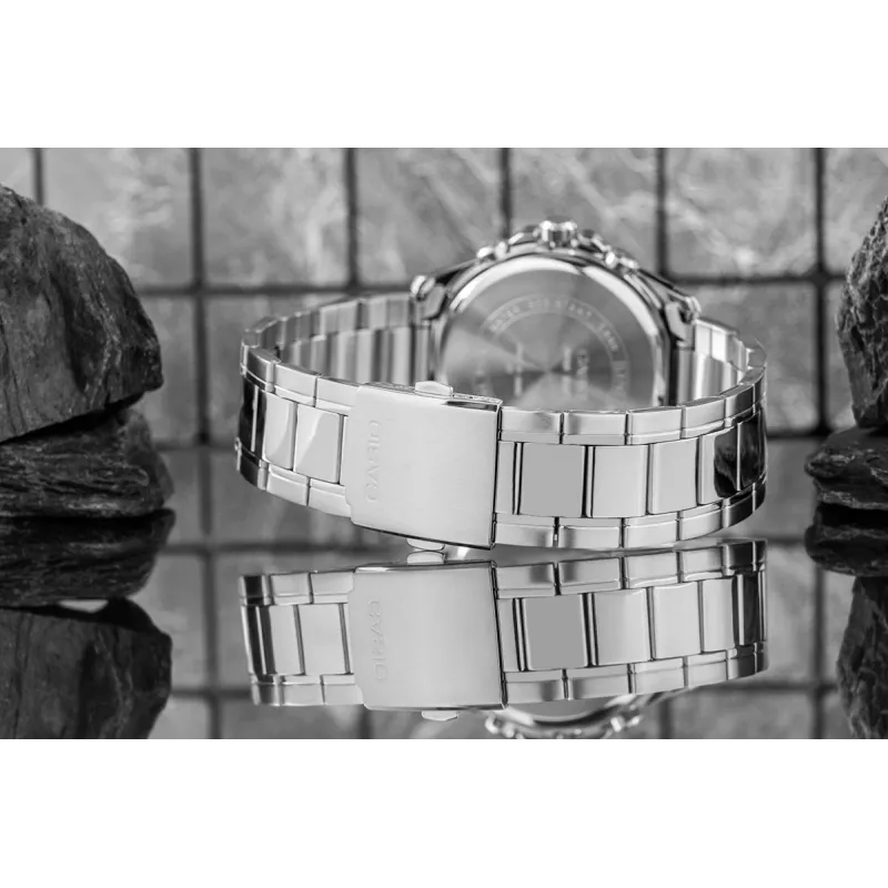 Casio MTP-1374D-1AV Vyriškas analoginis kvarcinis laikrodis, nerūdijantis plienas 43,5 mm