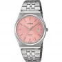 Casio MTP-B145D-4AVEF Vyrų analoginis kvarcinis laikrodis su nerūdijančio plieno apyranke, lašišos rožinės spalvos ciferblatu, sidabriniu korpusu, 50 m atsparumu vandeniui
