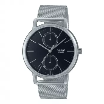 CASIO MTP-B310M-1AVEF Unisex analoginis laikrodis su nerūdijančio plieno tinklelio apyranke, 50m atsparus vandeniui