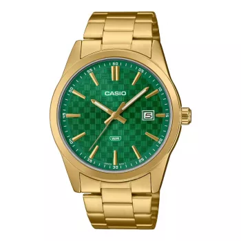 CASIO MTP-VD03G-3AUDF Vyriškas analoginis kvarcinis laikrodis, 48 mm, žalias ciferblatas, nerūdijantis plienas