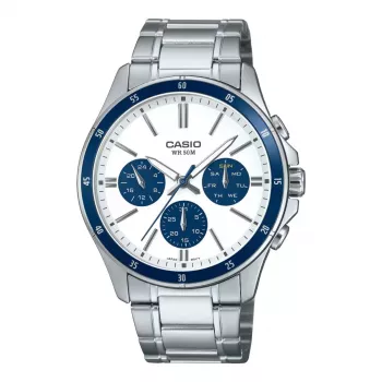 CASIO MTP1374D7A2VD Vyrų analoginis kvarcinis laikrodis 47mm nerūdijantis plienas