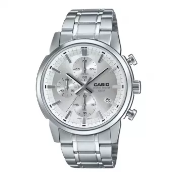 CASIO MTPE510D7AVDF Vyriškas analoginis kvarcinis laikrodis, 42 mm, nerūdijantis plienas, sidabrinis ciferblatas