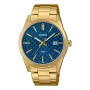 Casio MTPVD03G2AUDF vyriškas analoginis kvarcinis laikrodis, 45 mm nerūdijančio plieno korpusas, mėlynas ciferblatas, aukso spalvos apyrankė, 50 m atsparumas vandeniui